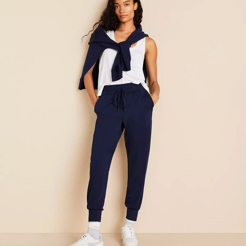 Lou & Grey Luvstretch Joggers | Deep Space Blue | Drawstring Waist | NWT